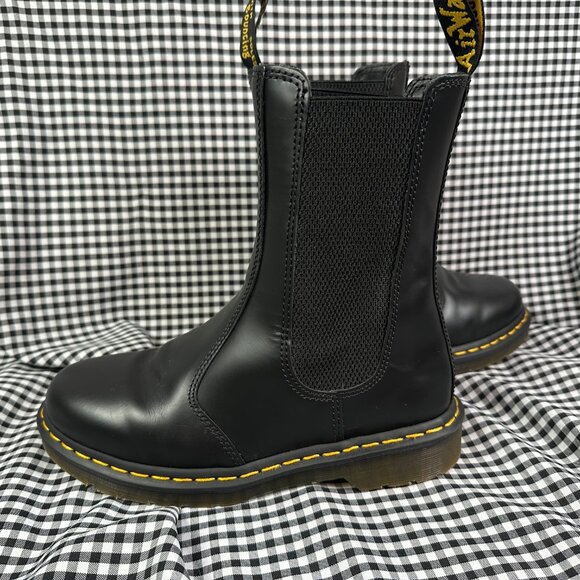 Dr Martens 2976 Hi Smooth Leather Chelsea Boots Black Tall Docs Women's 8 - Picture 2 of 8